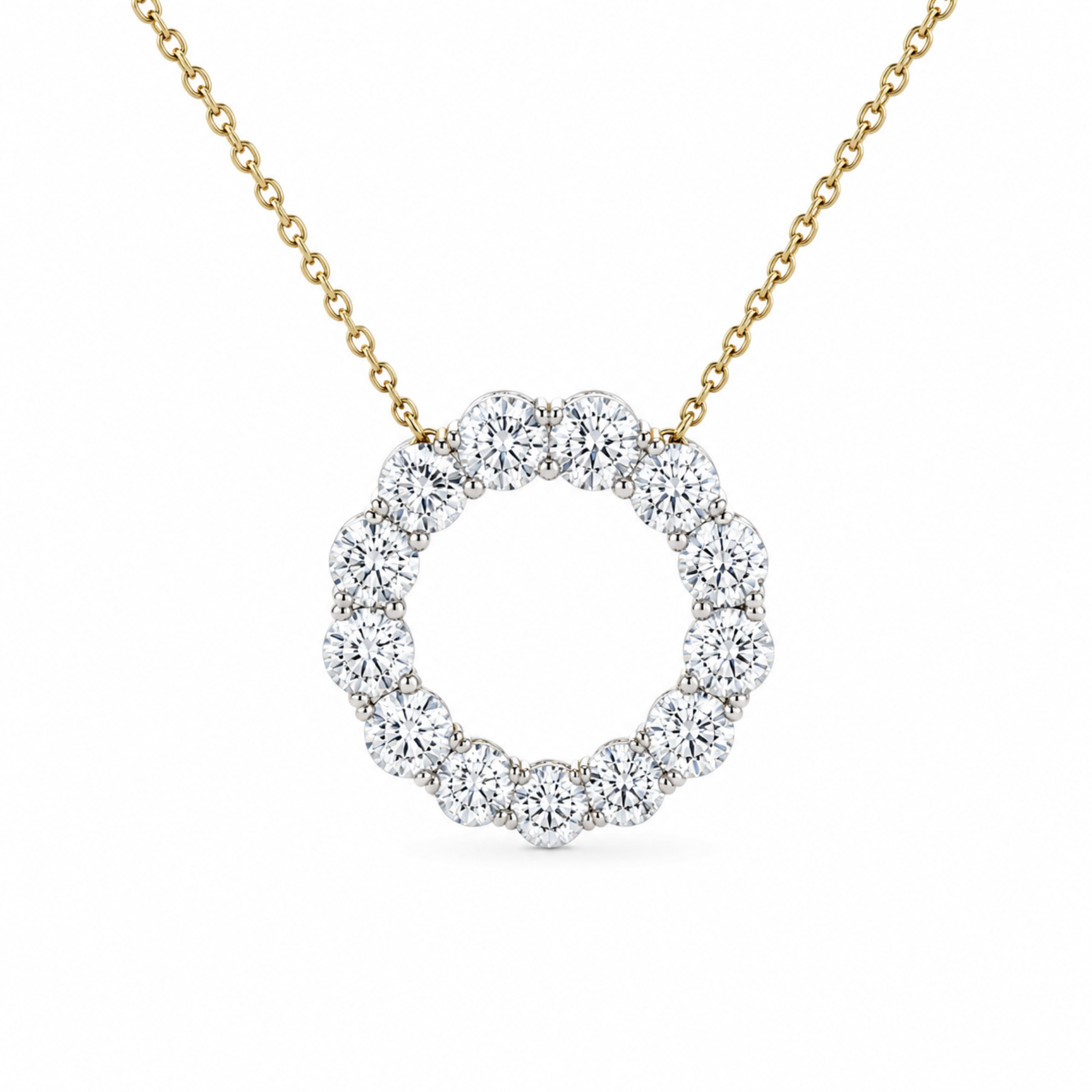 Diamond circle pendant necklace featuring 1.45ct total weight from Appleby Jewellers Dublin, showcasing a sparkling diamond design.