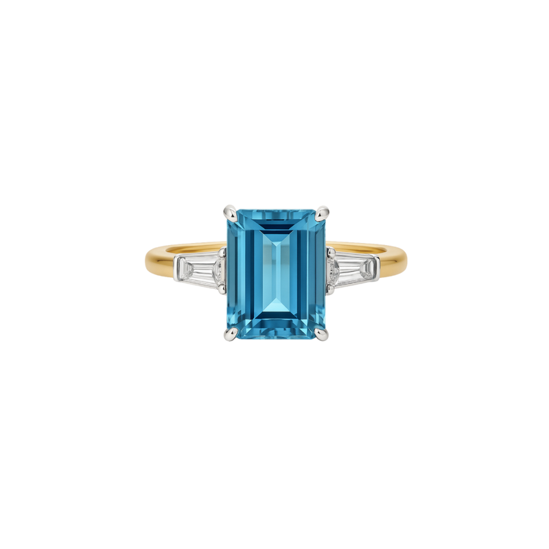 Elegant aquamarine emerald cut ring by Appleby Jewellers Dublin, featuring a sparkling aquamarine gemstone in a classic setting.