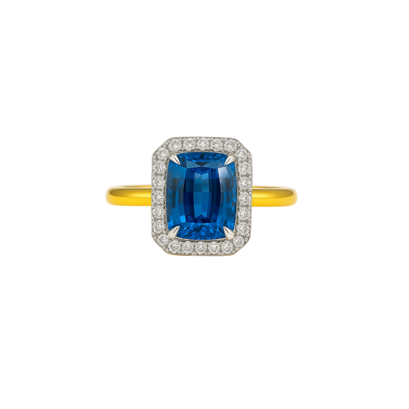 Art Deco aquamarine diamond ring by Appleby Jewellers Dublin featuring a central aquamarine gemstone and intricate design.