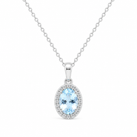 Elegant aquamarine and diamond pendant necklace by Appleby Jewellers Dublin, featuring a sparkling gemstone and delicate chain.