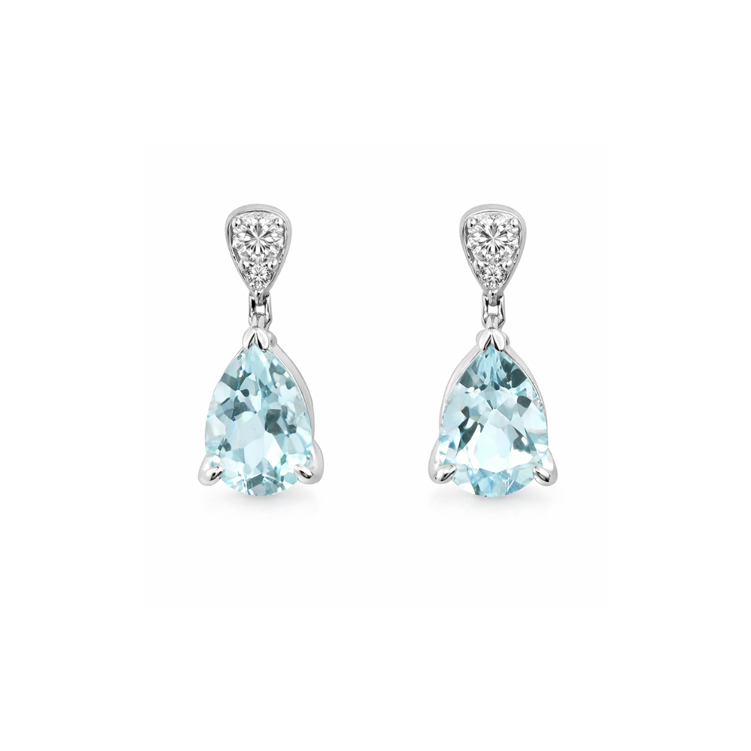 Aquamarine and Diamond Drop Earrings - Appleby Jewellers Dublin