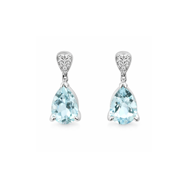 Aquamarine and Diamond Drop Earrings - Appleby Jewellers Dublin