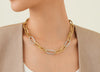 JAIPUR  18ct yellow gold elongated link necklace with pavé diamond links