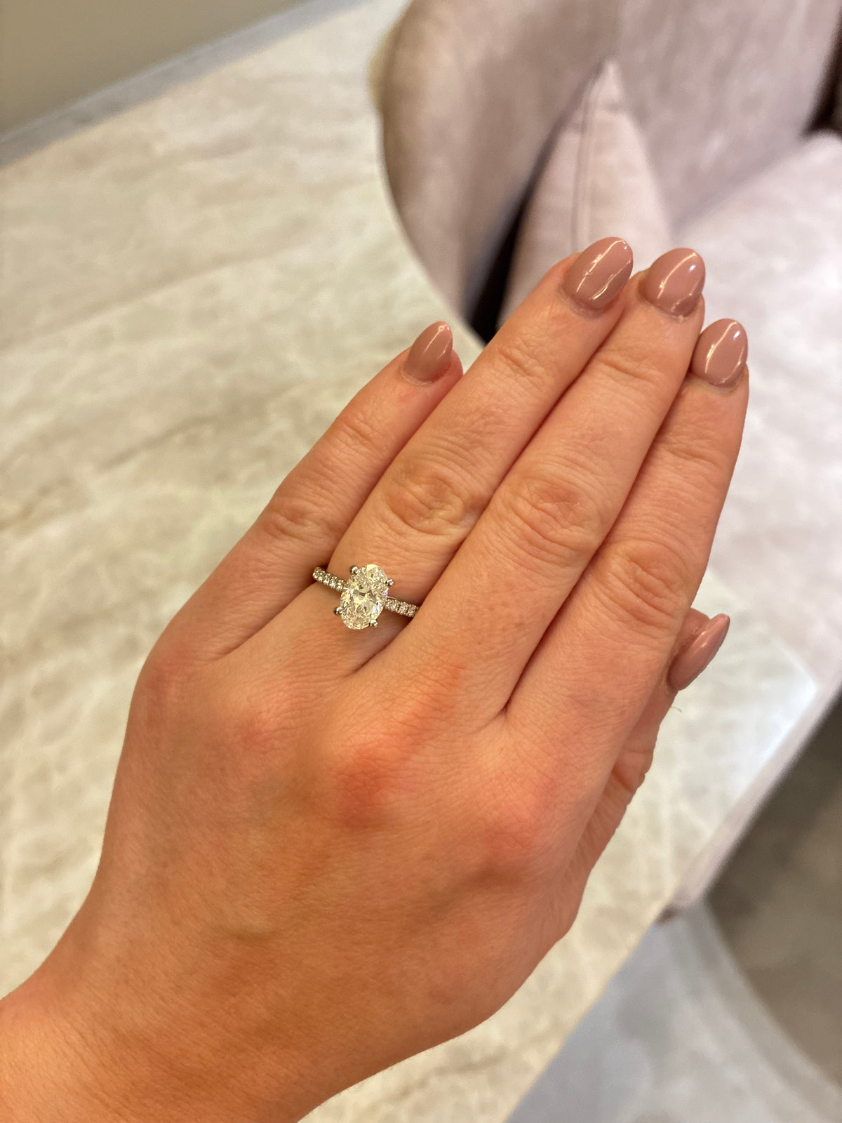 Elegant J'adore Oval diamond ring with 1.51ct diamond set band by Appleby Jewellers Dublin, showcasing the sparkling design.