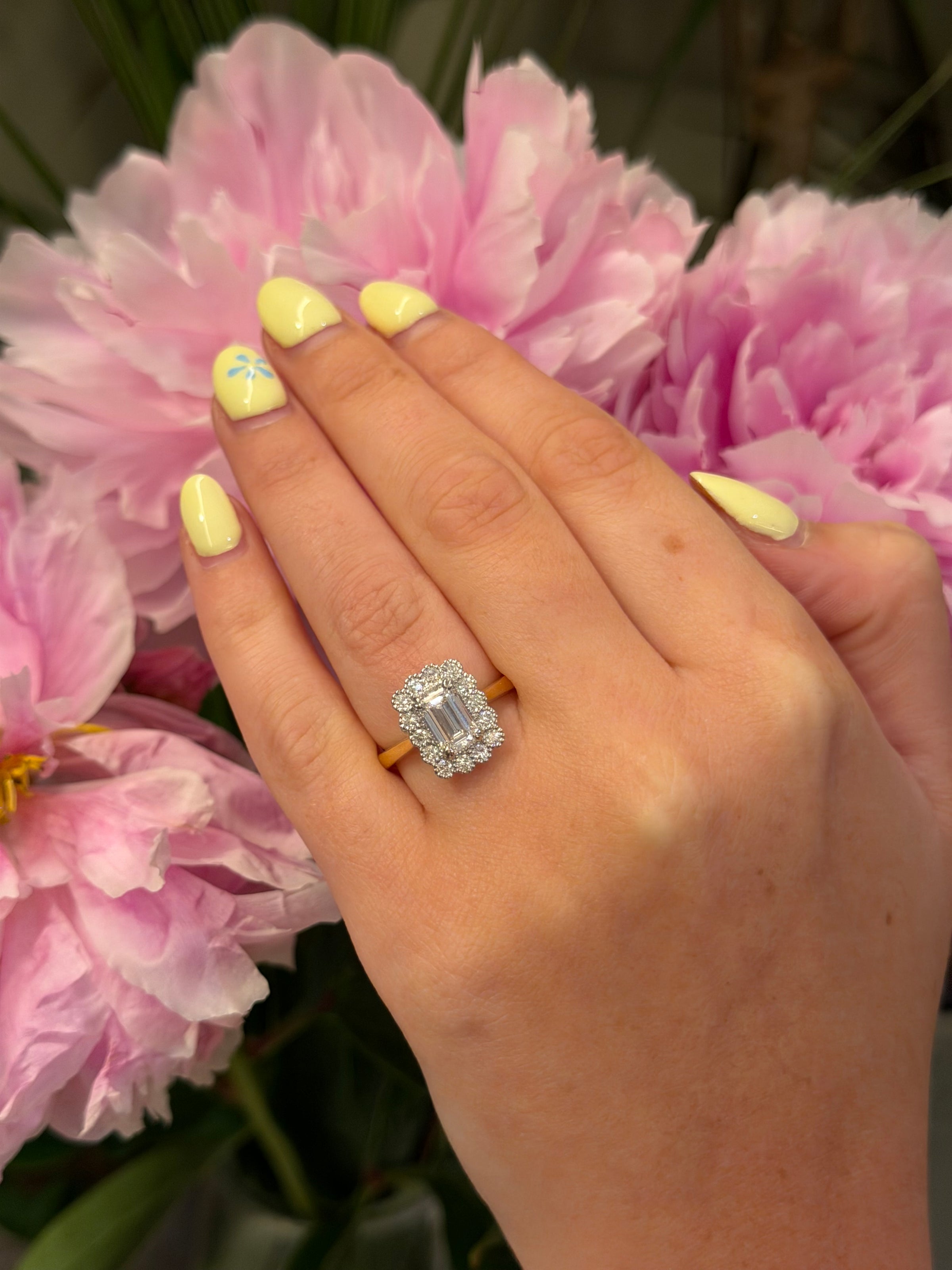 The Kate Flower Emerald Diamond Ring