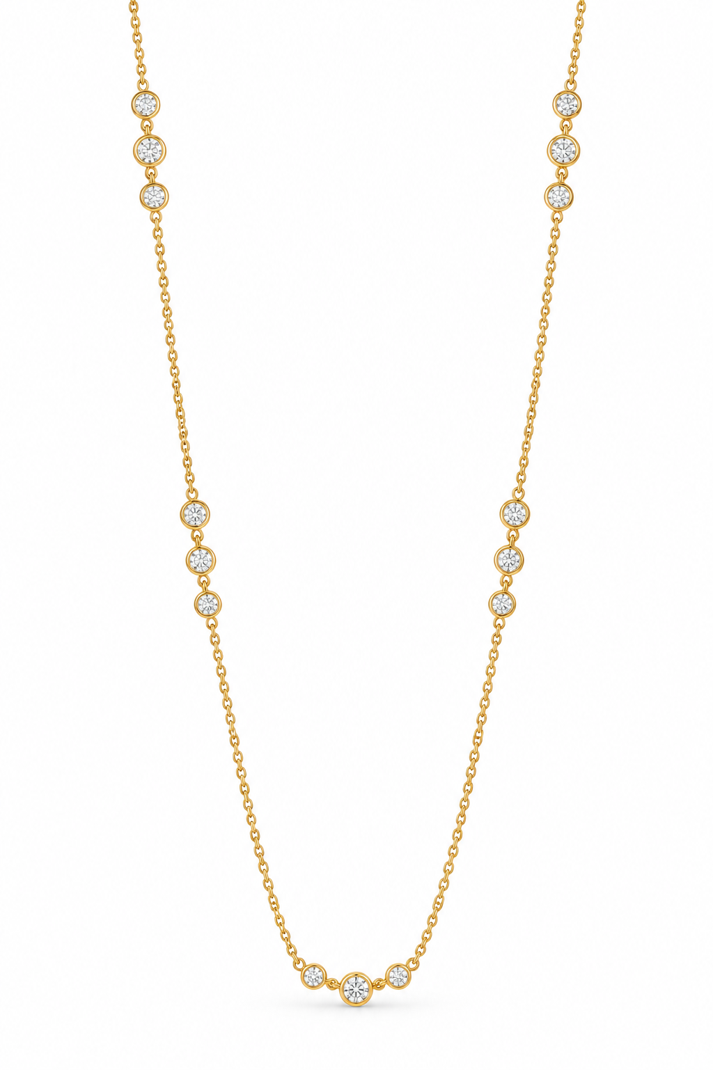 18ct Yellow Gold 0.50ct Diamond Bezel Necklace – 36 Inches