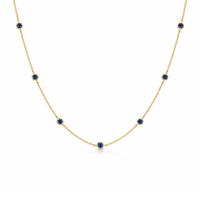 18K yellow gold vermeil sapphire chain necklace from Appleby Jewellers Dublin featuring a bezel-set sapphire pendant.