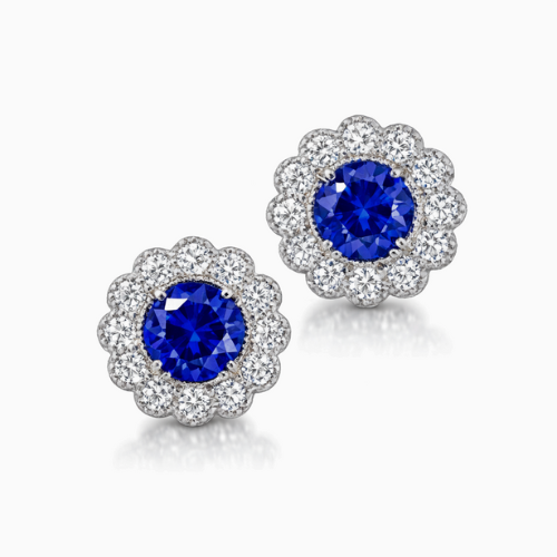 Blue Sapphire Flower Earrings - Appleby Jewellers Dublin