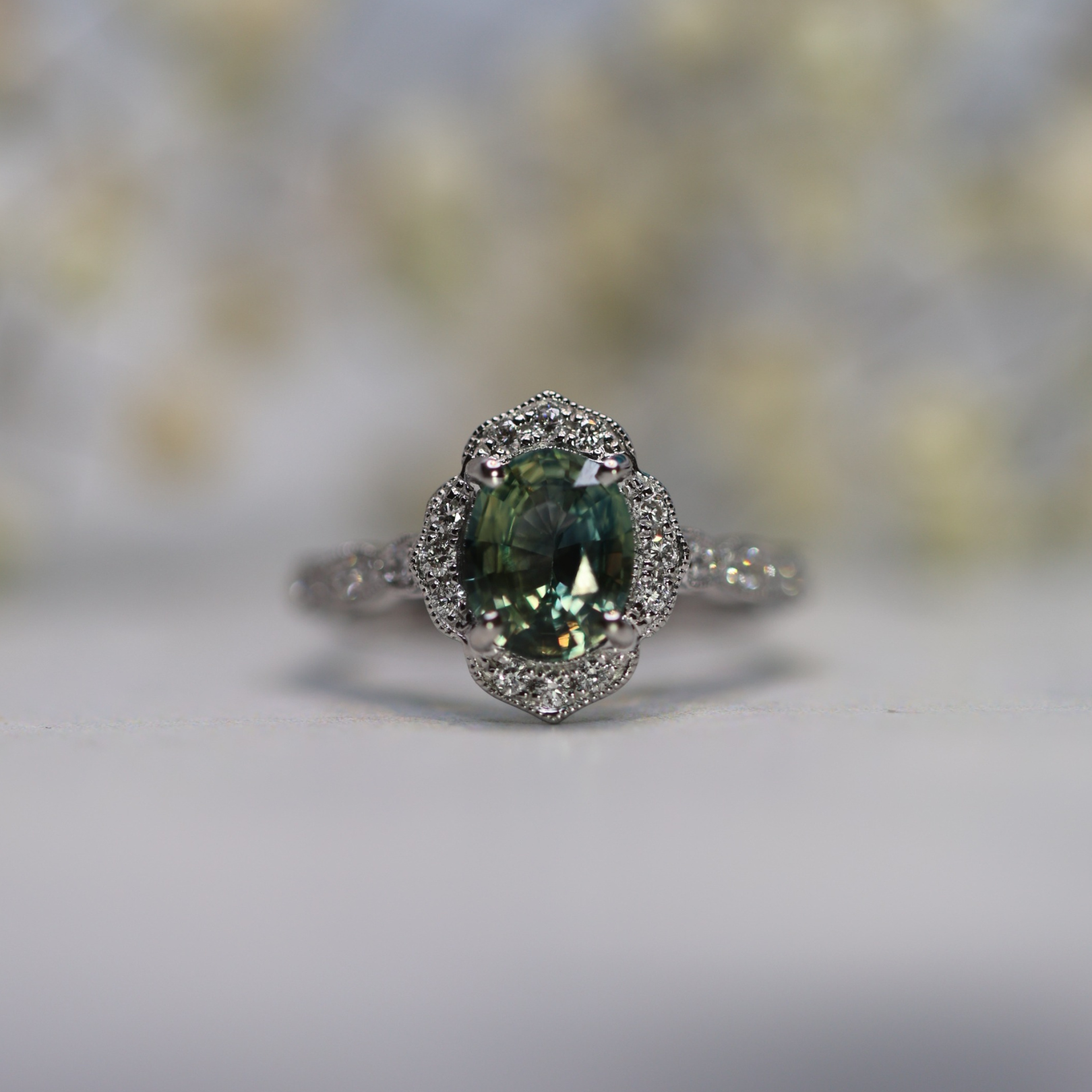 Green Sapphire Heritage Ring