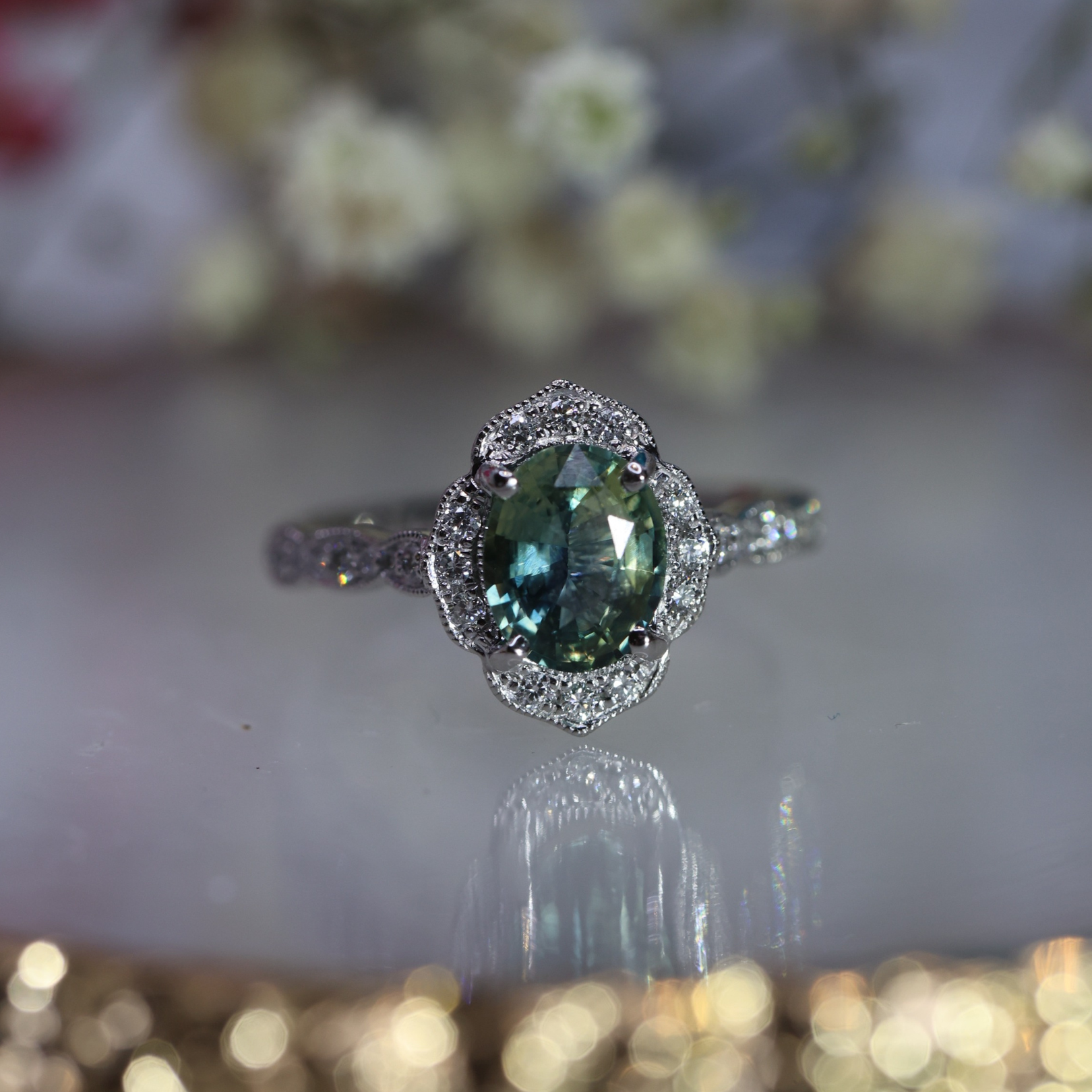 Green Sapphire Heritage Ring