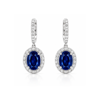 Oval blue sapphire and diamond drop earrings by Appleby Jewellers Dublin, featuring elegant blue sapphires and sparkling diamonds.