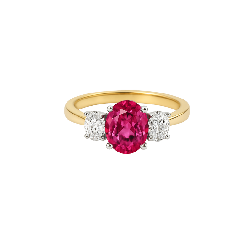 Blue sapphire set in a pink sapphire ring from Appleby Jewellers Dublin, showcasing a elegant type_diamond ring design.