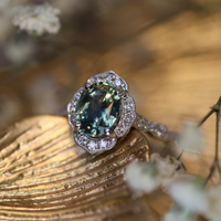 Green Sapphire Heritage Ring