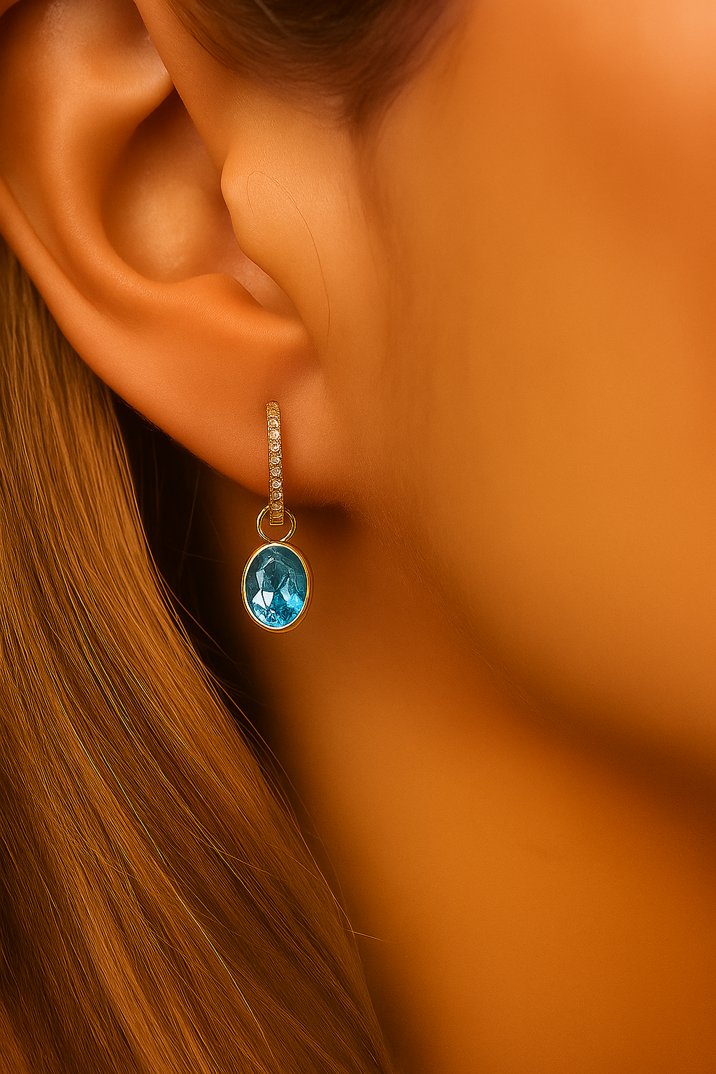 18ct Yellow Gold Blue Topaz & Diamond Pendant - Appleby Jewellers Dublin