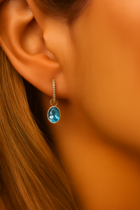 18ct Yellow Gold Blue Topaz & Diamond Pendant - Appleby Jewellers Dublin