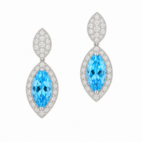 Blue Topaz & Diamond Drop Earrings