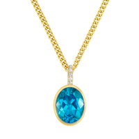 18ct Yellow Gold Blue Topaz & Diamond Pendant - Appleby Jewellers Dublin