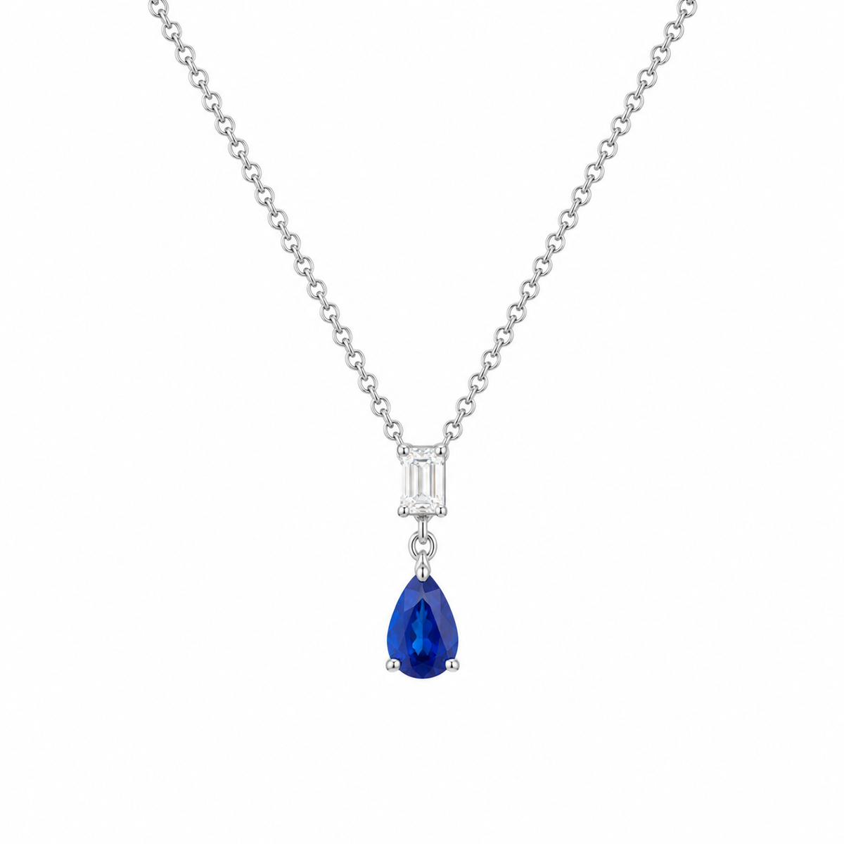 Sapphire & Emerald Cut Pendant