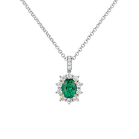 18ct White Gold Emerald & Diamond Pendant