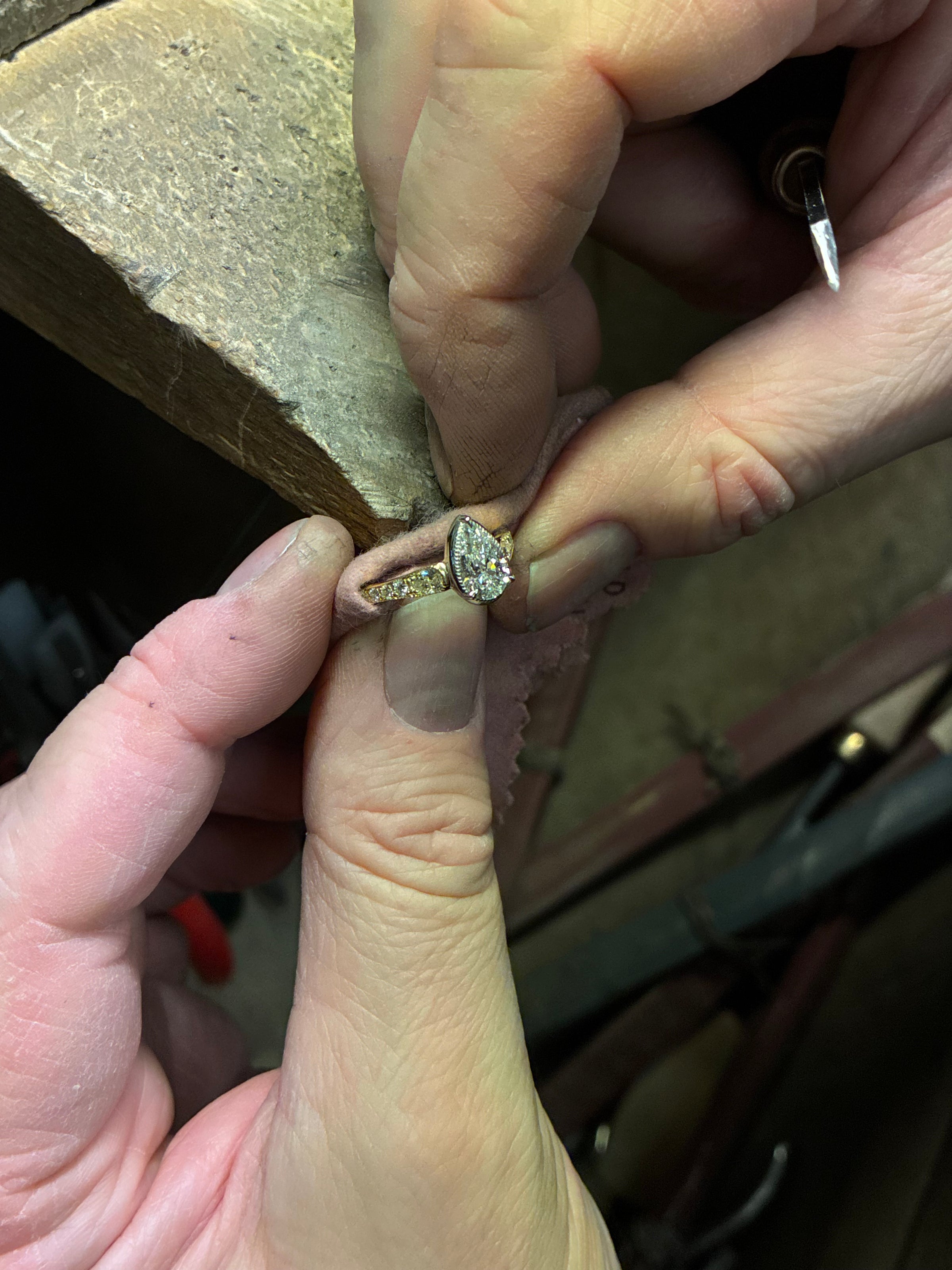 Elegant Aurelia Pear diamond ring by Appleby Jewellers Dublin featuring a pear-shaped diamond setting on a sleek band.