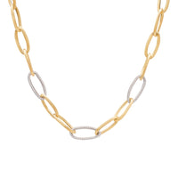 Jaipur 18ct yellow gold elongated link necklace with pavé diamond links - Appleby Jewellers Dublin