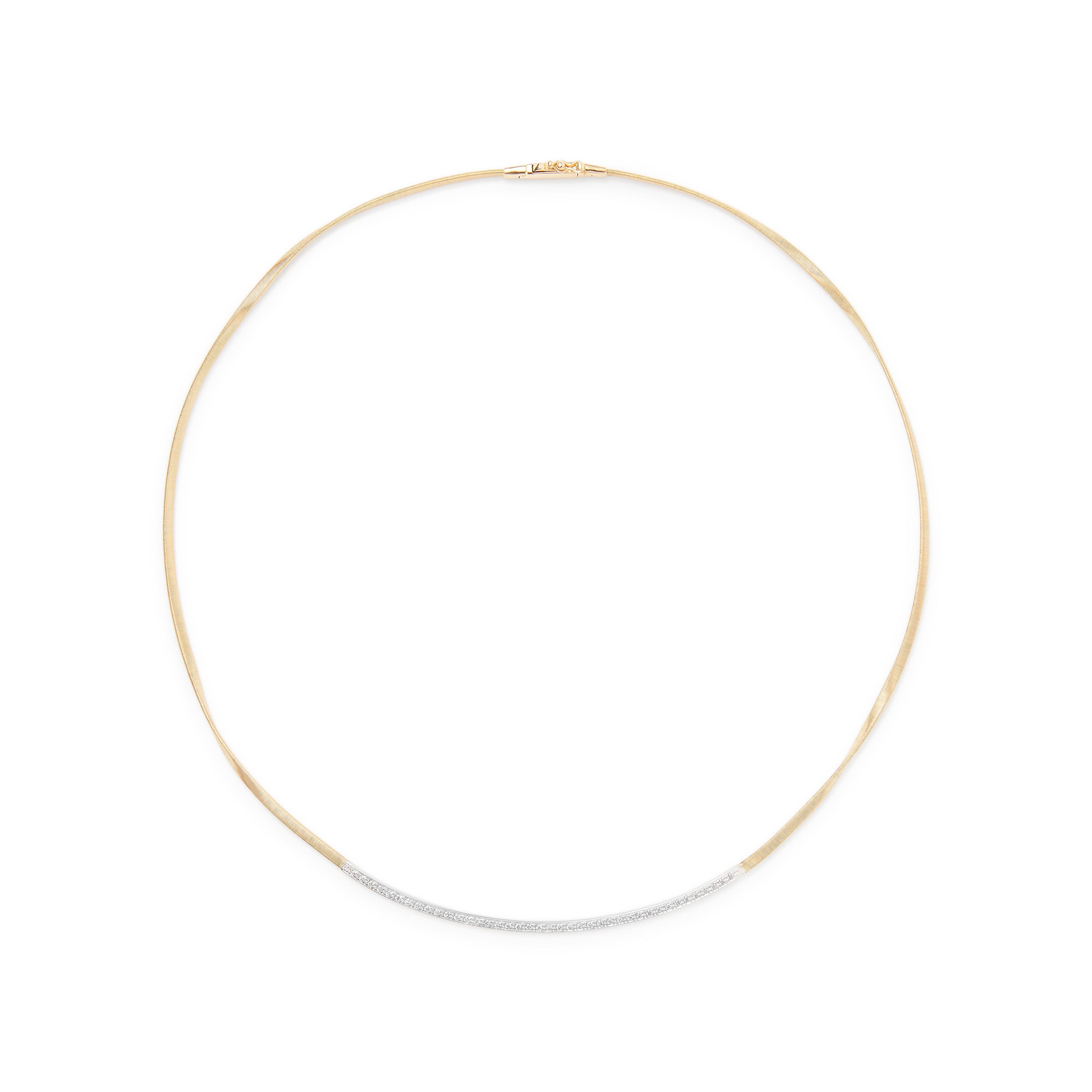 Marrakech 18ct yellow gold coil necklace with diamond bar - Appleby Jewellers Dublin