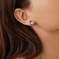 JAIPUR COLOUR: Yellow Gold and Amethyst Large Stud Earring