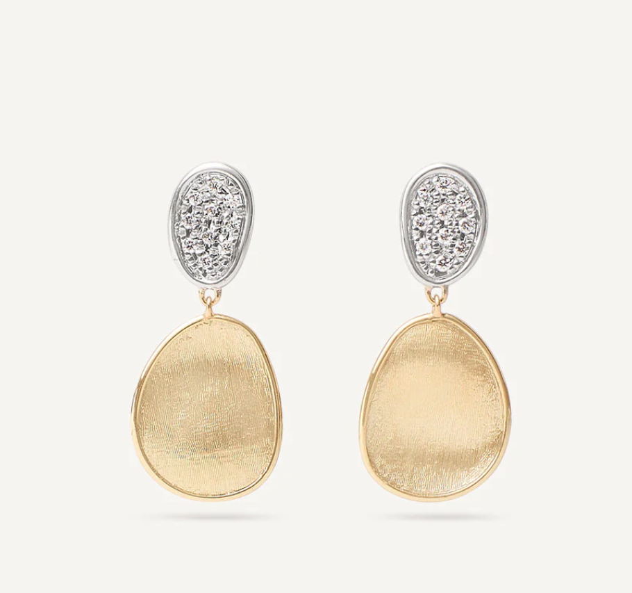 LUNARIA Collection Yellow Gold and Diamond Petite Double Drop Earrings