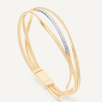 MARRAKECH  18ct yellow gold three-strand bangle with diamond