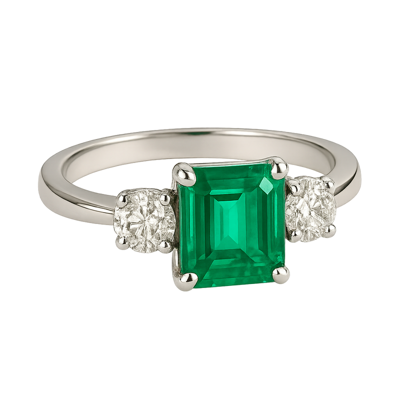 Emerald & Diamond Trilogy Ring