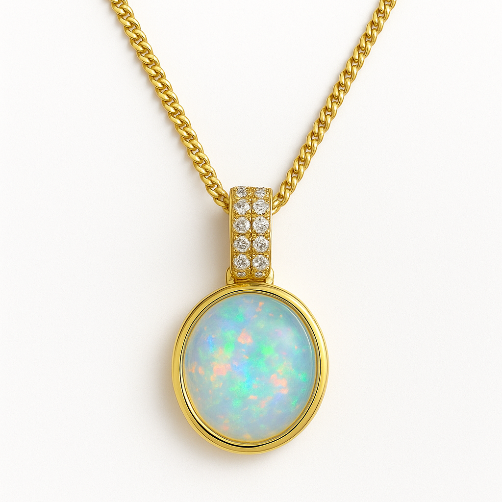 Opal and Diamond Bale Pendant