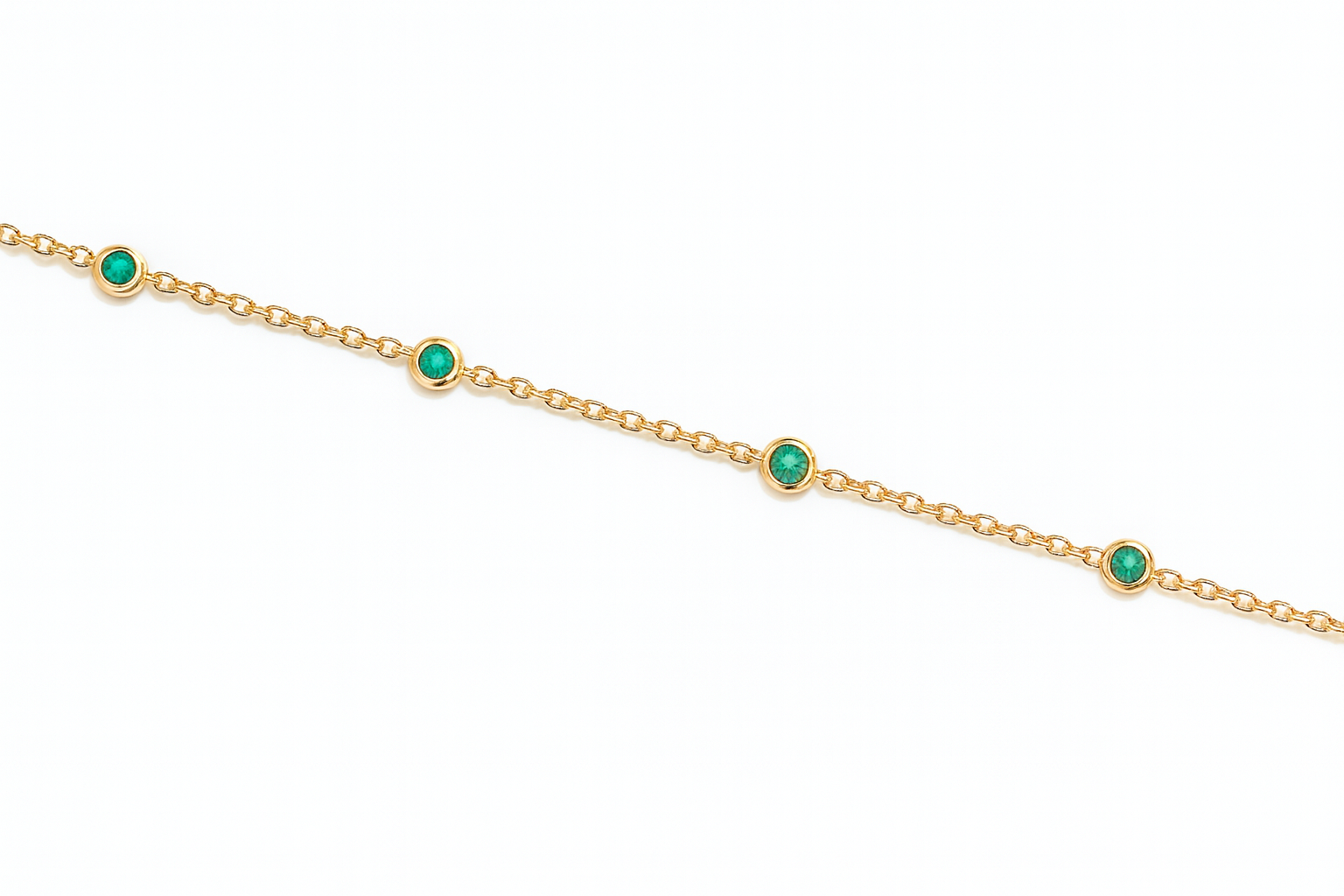 Emerald Disc Bracelet in 14ct Gold