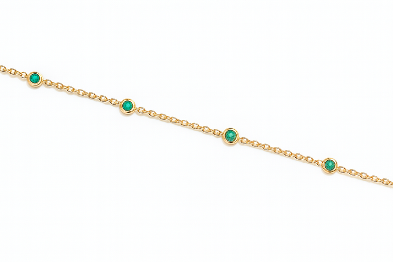 Emerald Disc Bracelet in 14ct Gold