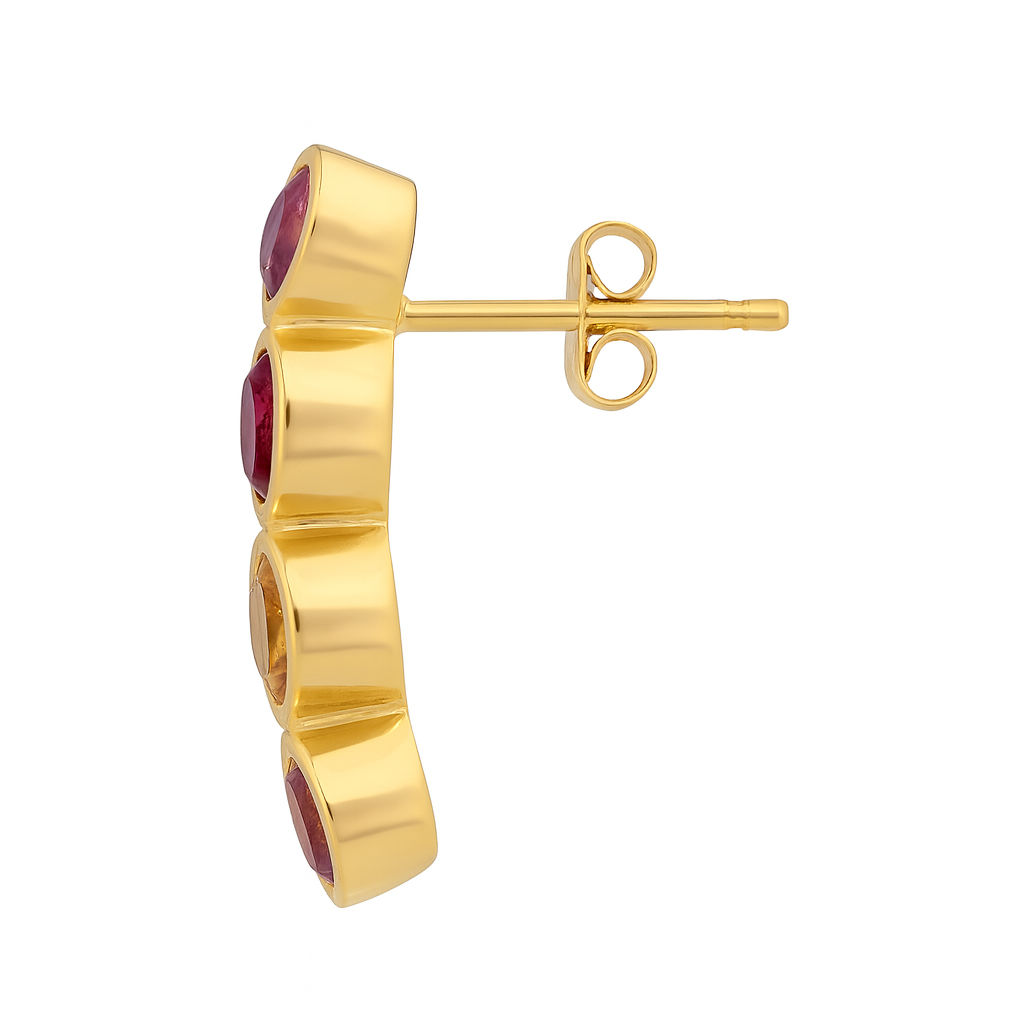 14ct Gold Rhodolite, Citrine & Amethyst Earrings - Appleby Jewellers Dublin