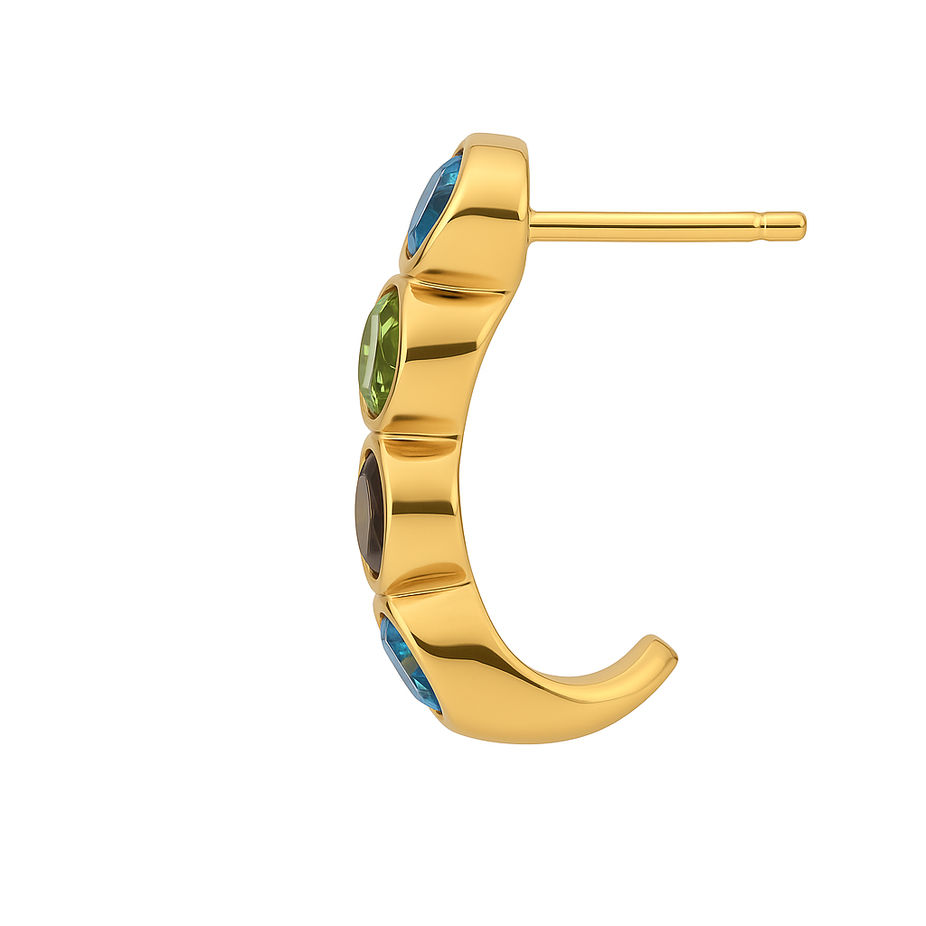14ct Gold Peridot, Topaz & Quartz Earrings - Appleby Jewellers Dublin