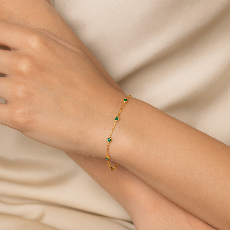 Emerald Disc Bracelet in 14ct Gold - Appleby Jewellers Dublin