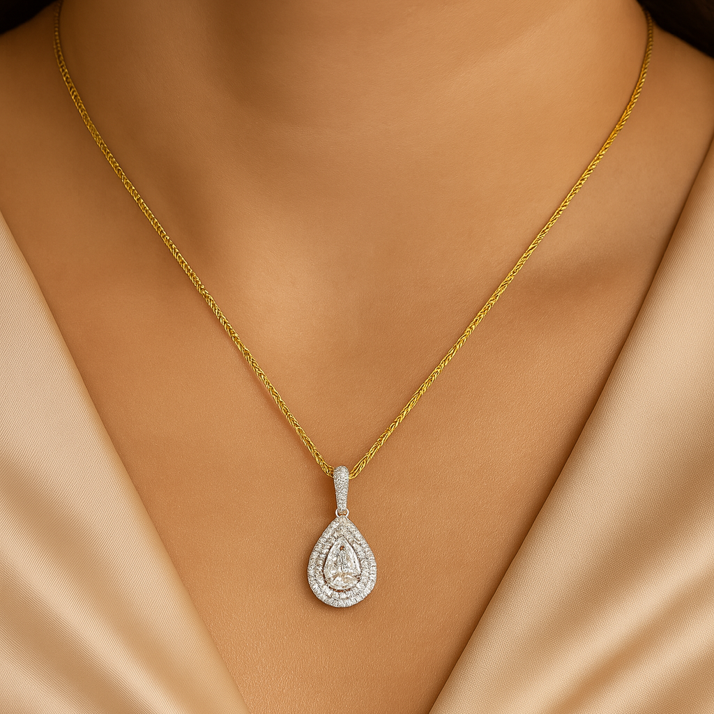 Pear-Cut Diamond Pendant Necklace