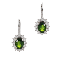 Green Sapphire and Diamond Earrings
