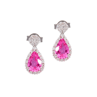 Pink Sapphire & Diamond Drop Earrings