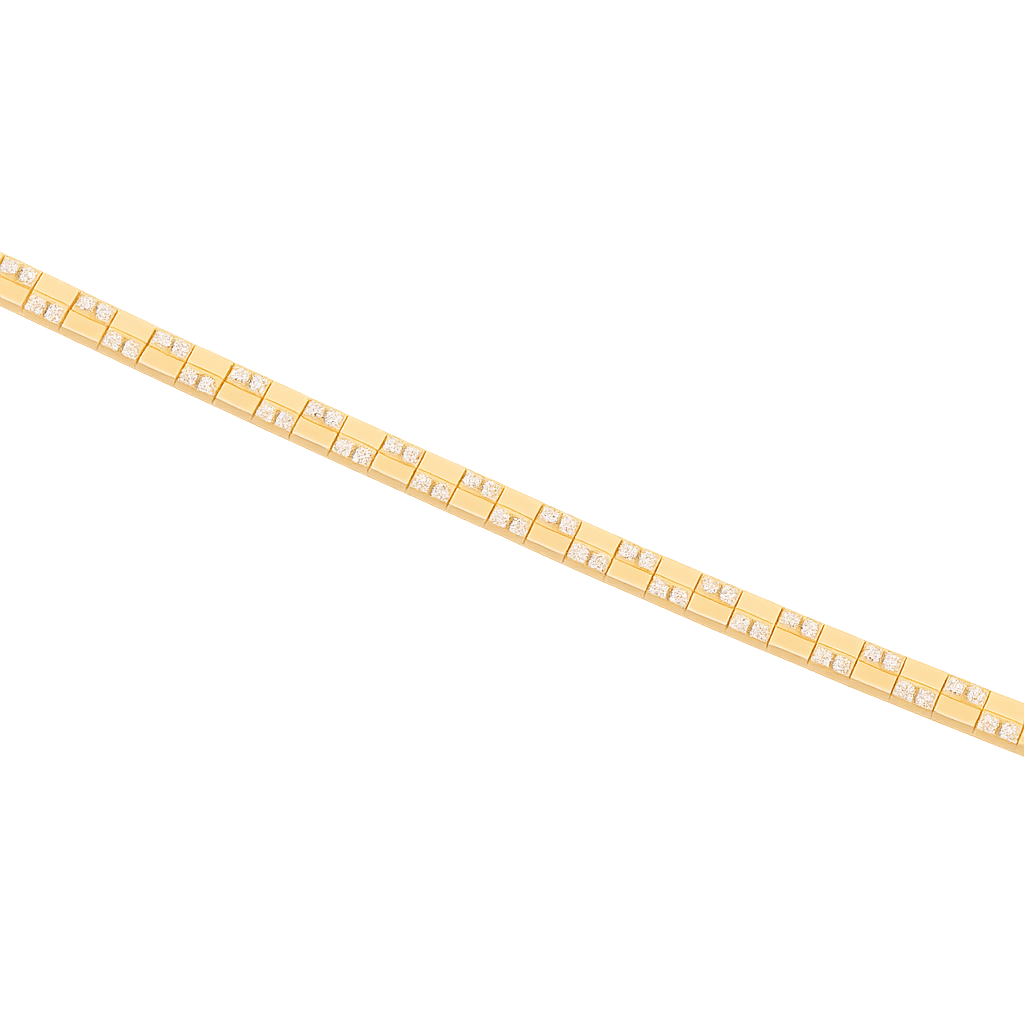 18ct Gold Diamond Cube Link Bracelet