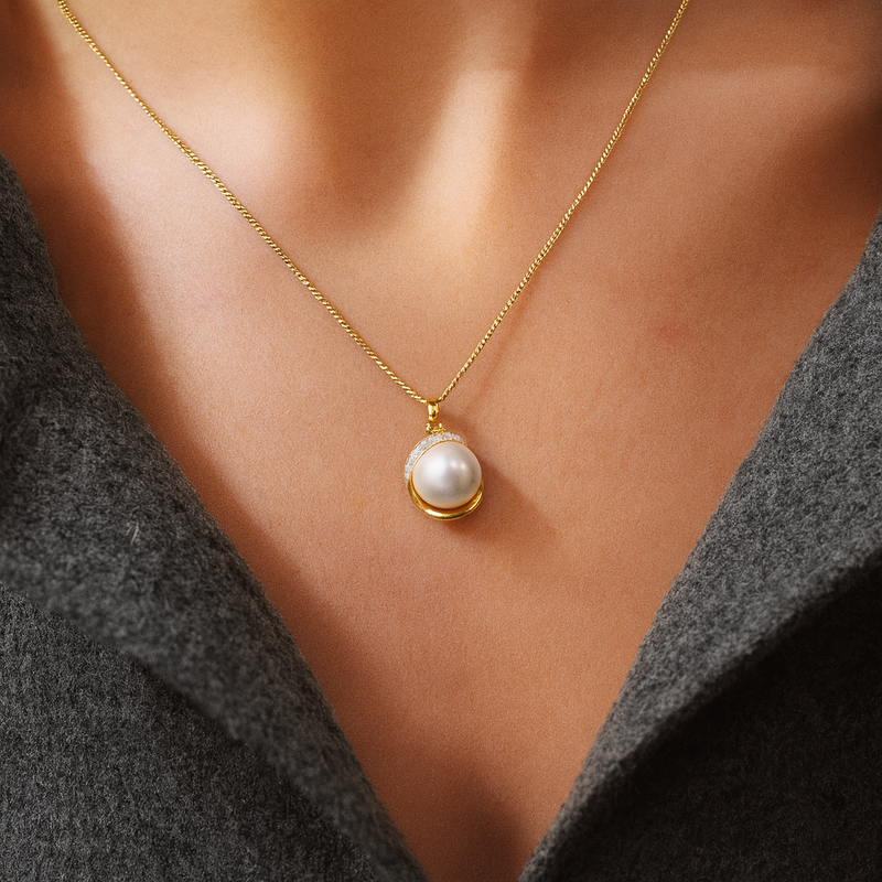 Pearl & Diamond Halo Pendant