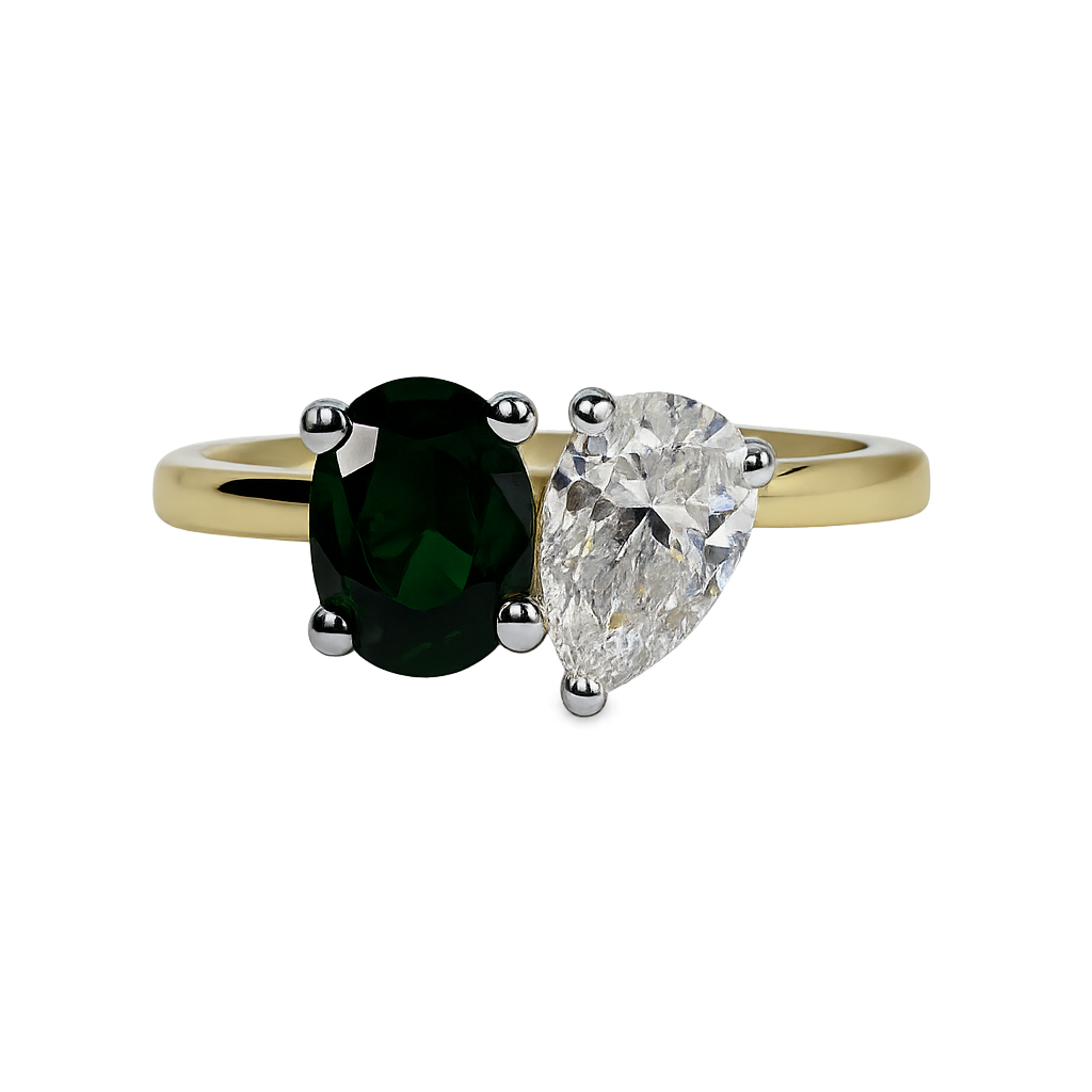 Green Sapphire Toi et Moi Ring