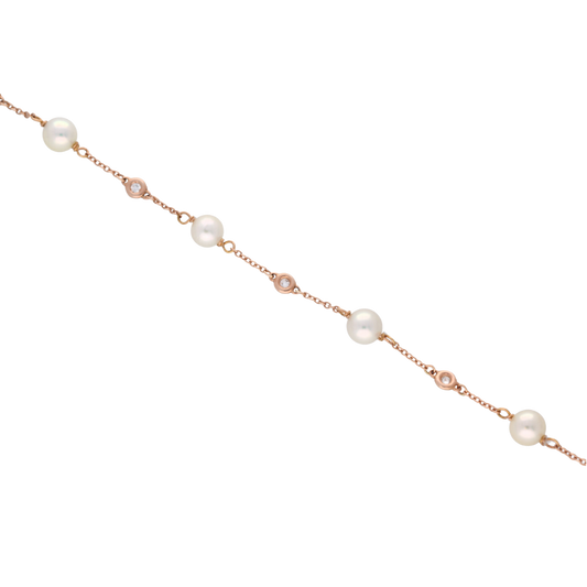 Pearl & Diamond Rose Gold Bracelet