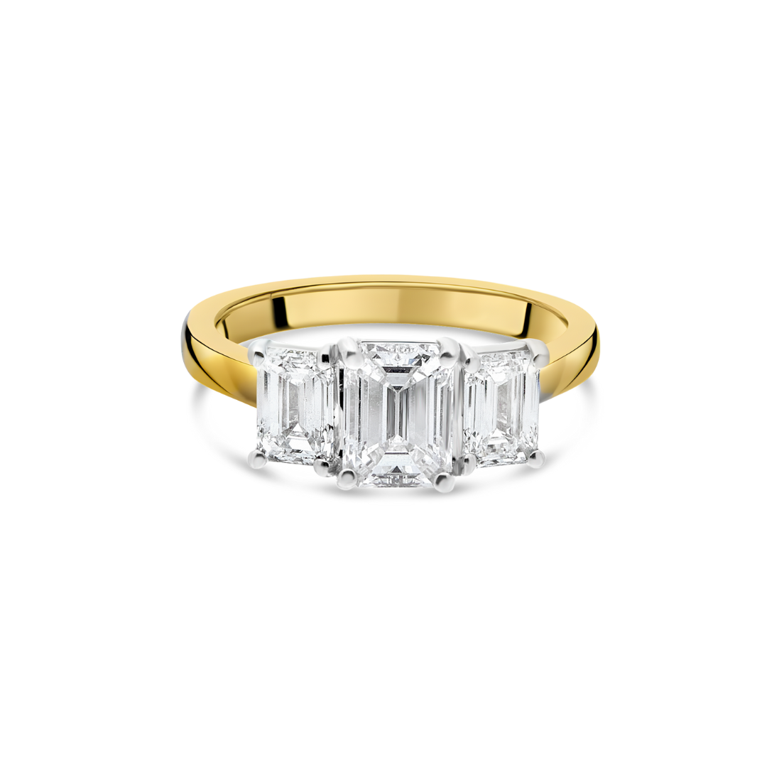 Emerald Cut Trilogy Engagement Ring