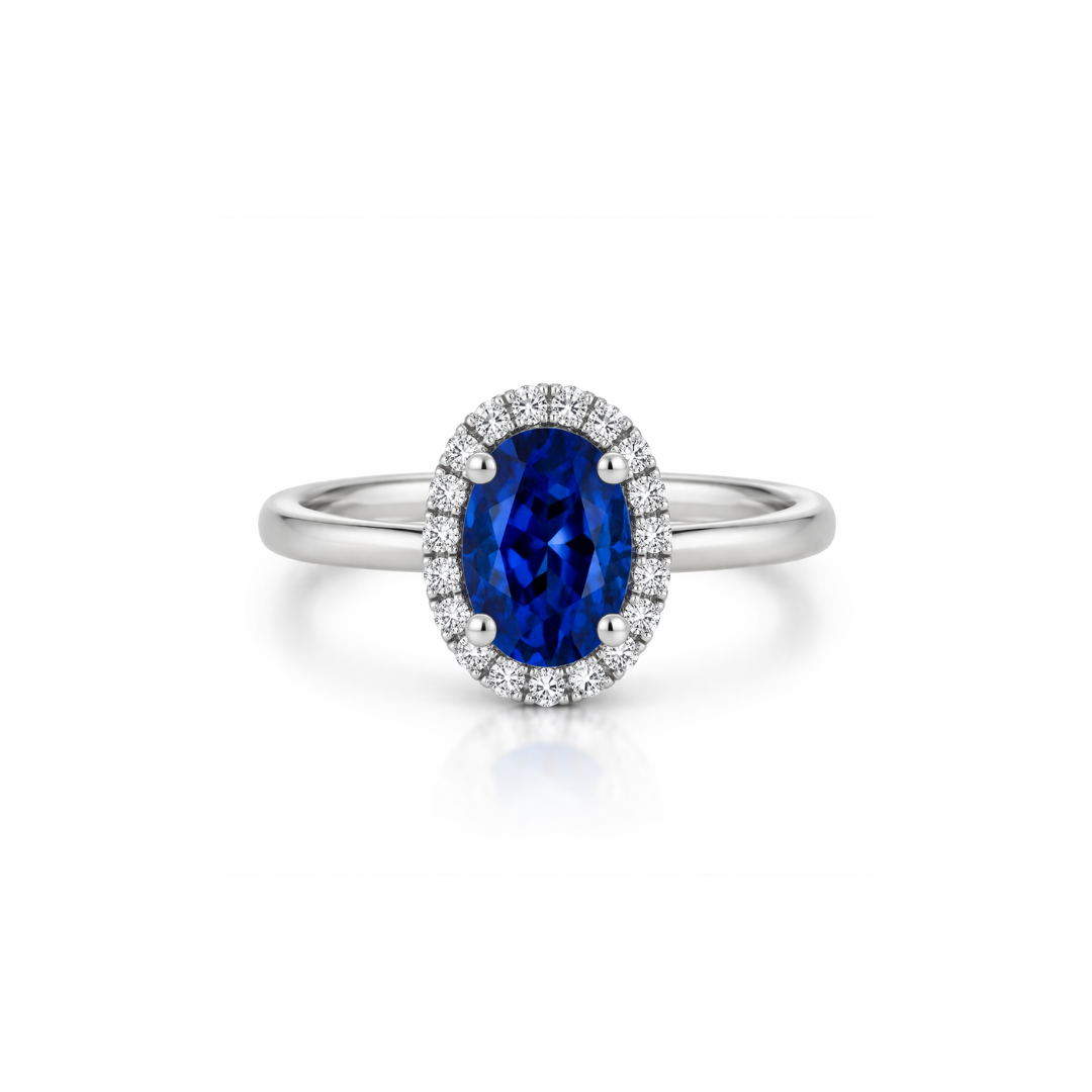 Corrine Blue Sapphire diamond ring by Appleby Jewellers Dublin featuring a vibrant blue sapphire gemstone and elegant diamond accents.