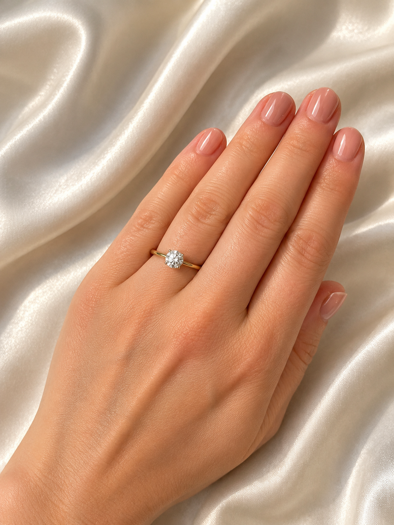 Yellow gold Courtship diamond solitaire ring with 0.51ct diamond, elegant jewelry piece by Appleby Jewellers Dublin.