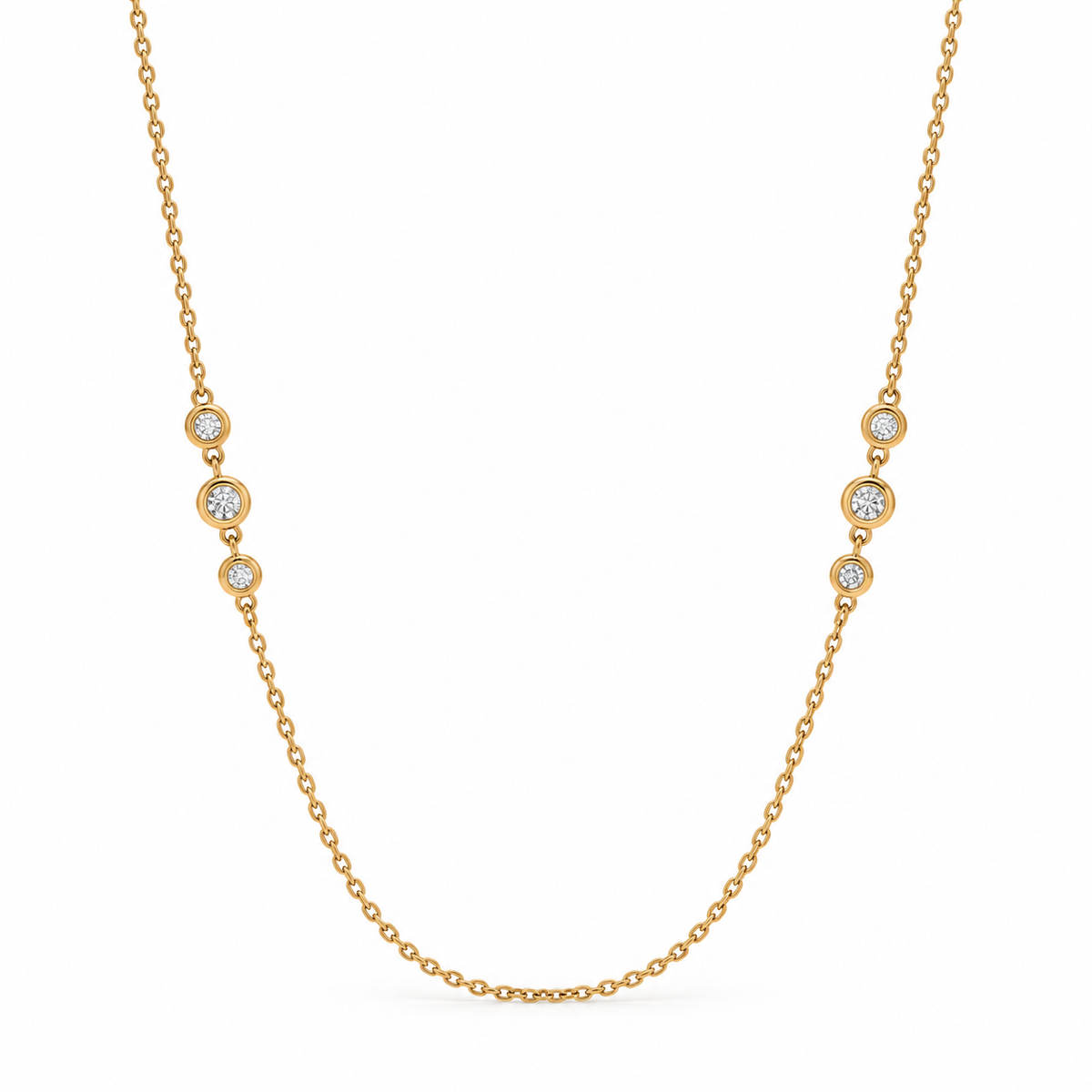 18ct Yellow Gold 0.50ct Diamond Bezel Necklace – 36 Inches
