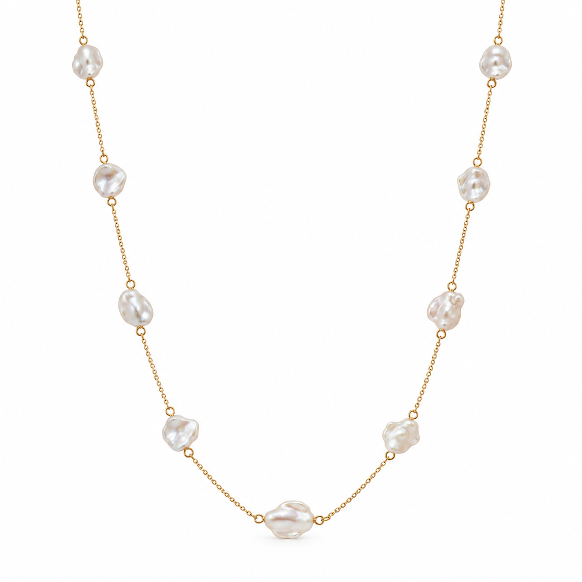 Keshi Pearl Station Necklace