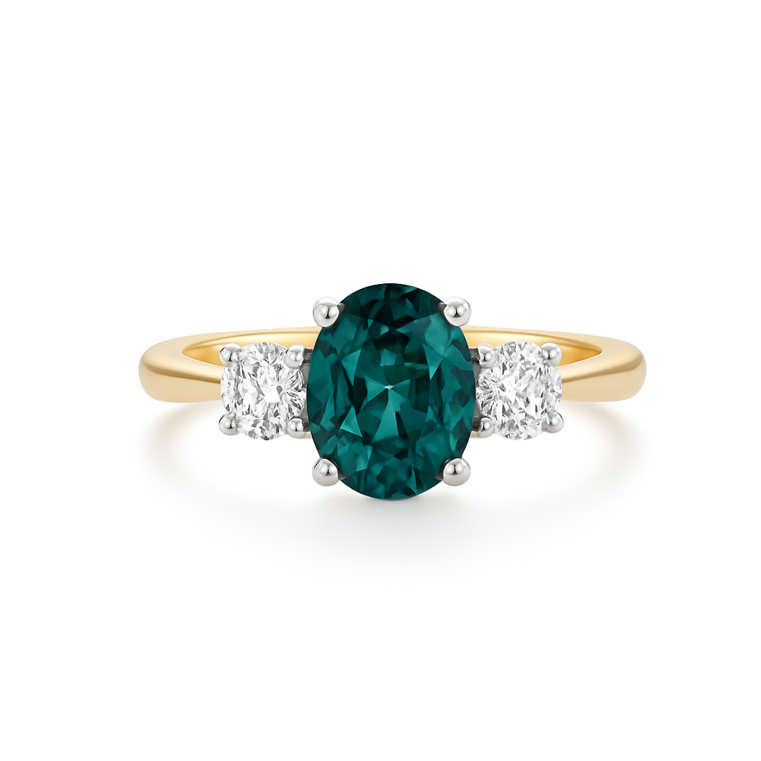 The Tulip Teal Sapphire Ring