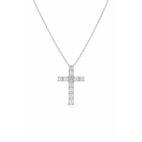 Asscher cut diamond cross pendant on 18ct white gold chain, elegant jewelry piece by Appleby Jewellers Dublin
